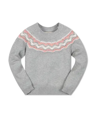 Hope & Henry Girls' Organic Cotton Long Sleeve Fair Isle Raglan Sweater, Infant