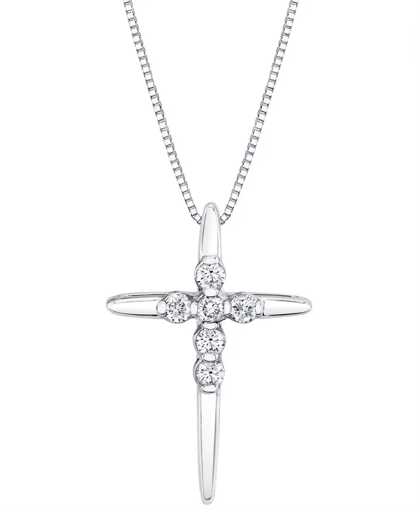 Sirena Diamond Cross 18" Pendant Necklace (1/8 ct. t.w.) 14k White or Yellow Gold