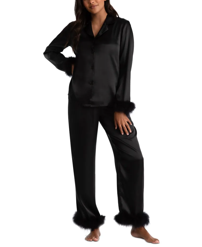 Rachel Parcell Long-Sleeve Satin Pajama Set