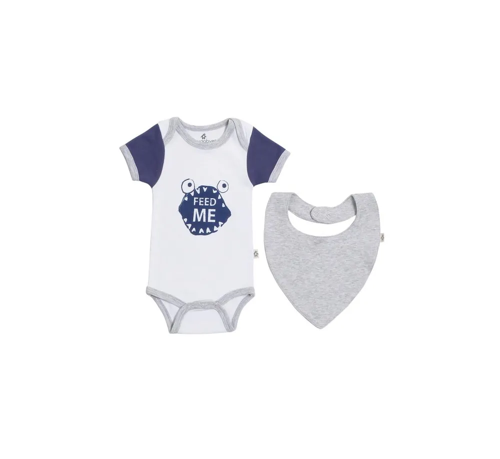 Snugabye Baby Boys Short Sleeve Bodysuit and Bib, 2 Piece Set