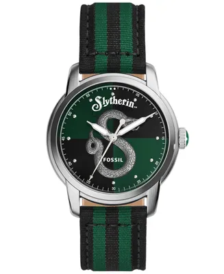 Fossil Unisex Limited Edition Harry Potter Slytherin Black Green Nylon Strap Watch, 40mm
