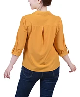 Ny Collection Women's 3/4 Roll Tab Blouse with Pockets