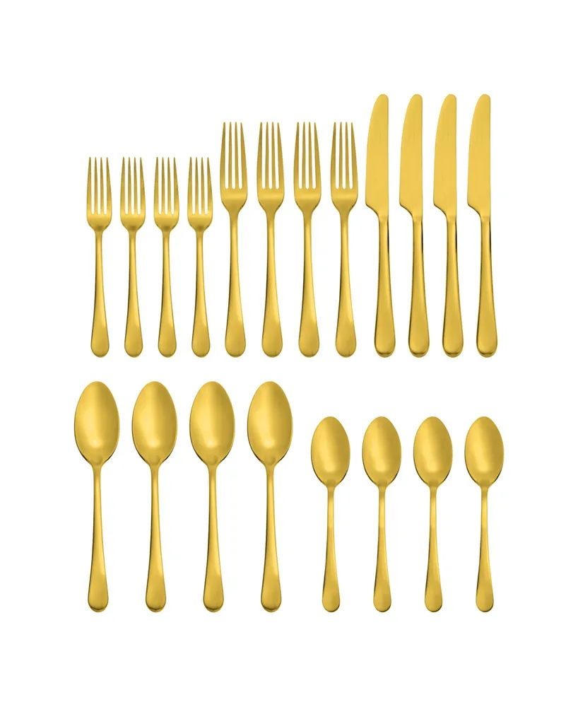 Hampton Forge Mirabella Satin Titanium 18/0 Stainless Steel 20 Piece Set, Service for 4 - Metallic and Gold