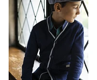 Hope & Henry Boys Organic Tipped Cardigan with Elbow Patches