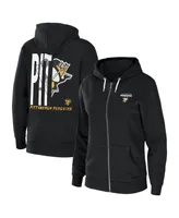 Women's Wear by Erin Andrews Black Pittsburgh Penguins Sponge Fleece Full-Zip Hoodie