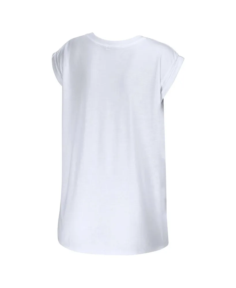 Women's Wear by Erin Andrews White Colorado Avalanche Greetings From Muscle T-shirt