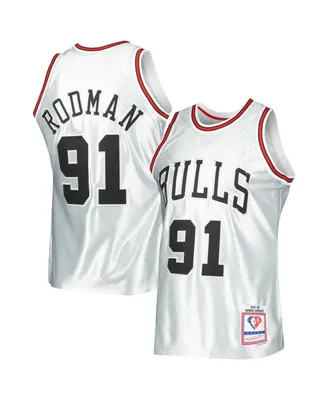 Men's Mitchell & Ness Dennis Rodman Platinum Chicago Bulls 1997-98 Hardwood Classics 75th Anniversary Swingman Jersey