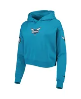 Women's Pro Standard Teal Charlotte Hornets Classic Fleece Cropped Pullover Hoodie