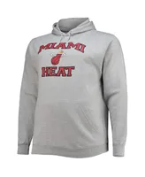 Men's Heathered Gray Miami Heat Big and Tall Heart Soul Pullover Hoodie