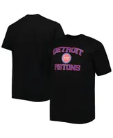 Men's Black Detroit Pistons Big and Tall Heart Soul T-shirt