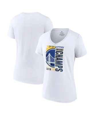 Women's Fanatics White Golden State Warriors 2022 Western Conference Champions Plus Locker Room V-Neck T-shirt