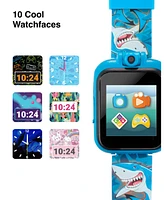 Playzoom Kid's Blue Shark Silicone Strap Touchscreen Smart Watch 42mm with Earbuds Gift Set