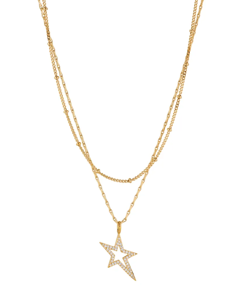 Ava Nadri Double Layered Star Necklace in 18K Gold Plated Brass