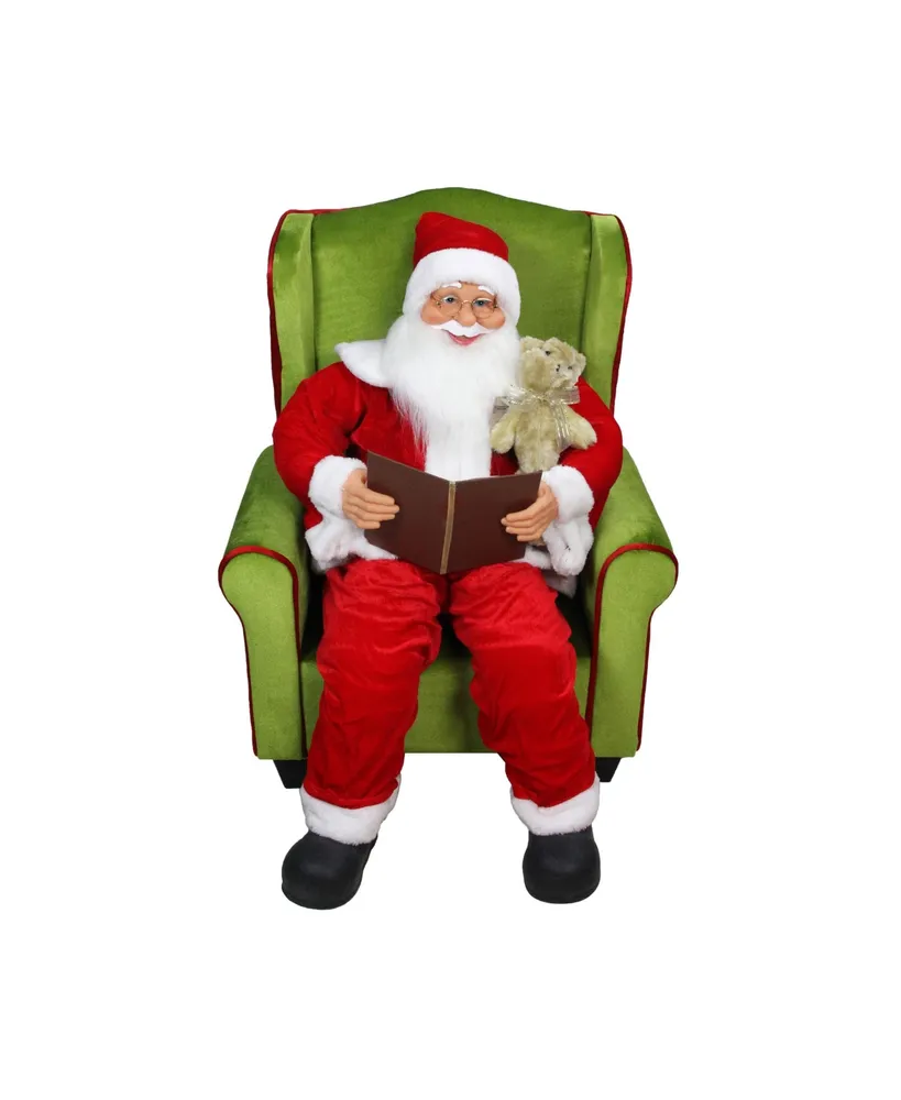 Northlight Santa Claus Sitting In Green Arm Chair Christmas Figure, 32"