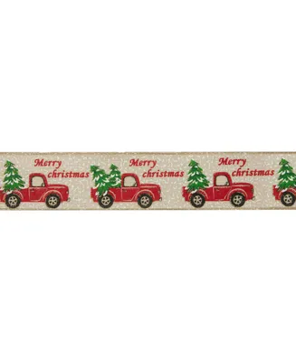 Northlight Vintage-like Trucks With Christmas Trees Wired Craft Ribbon, 2.5" X 16 Yards