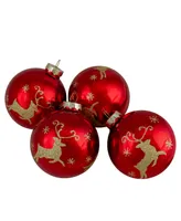 Northlight 3.25" Deer Glass Ball Christmas Ornaments 80mm, Set of 4