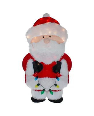 Northlight Lighted Chenille Santa With Lights Outdoor Christmas Decoration, 32"