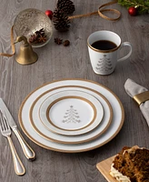 Charlotta Gold Set of 4 Holiday Tree Appetizer Plates, 6-1/4"