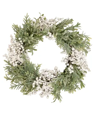 Northlight Unlit Berry and Frosted Pine Christmas Wreath, 28"