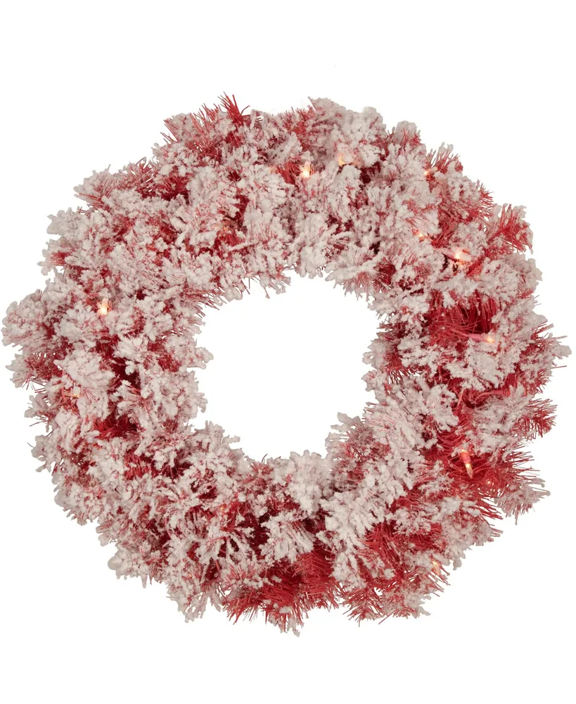 Northlight Pre- Lit Flocked Artificial Christmas Wreath With Clear Lights, 24"