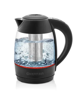 Chefman 1.8L Digital Rapid-Boil Glass Kettle with 7 Temperature Presets and Tea Infuser