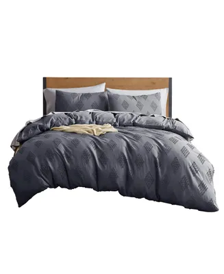 Nestl Bedding Tufted Embroidery Double Brushed 3 Piece Duvet Cover Set