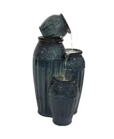 Sunnydaze Decor Tour de Vase Ceramic Pot Water Fountain with Led Lights - 27 in