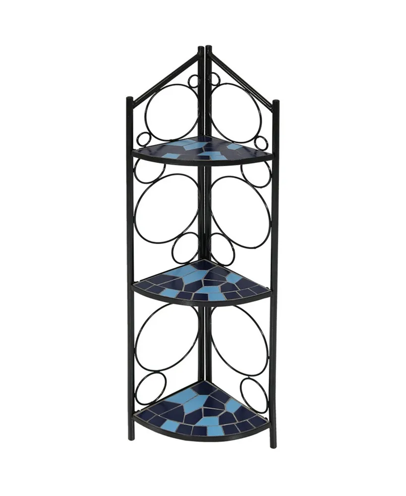 Sunnydaze 3-Tier Metal Iron Plant Stand with Scroll Edging