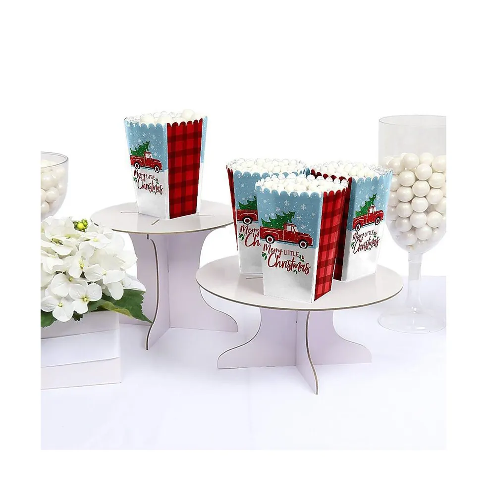 Merry Little Christmas Tree - Red Truck Favor Popcorn Treat Boxes - Set of 12