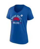 Women's Fanatics Royal Philadelphia 76ers Hometown Collection Broad Street Ballers V-Neck T-shirt