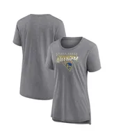 Women's Fanatics Heathered Gray Golden State Warriors True Classics Tri-Blend T-shirt