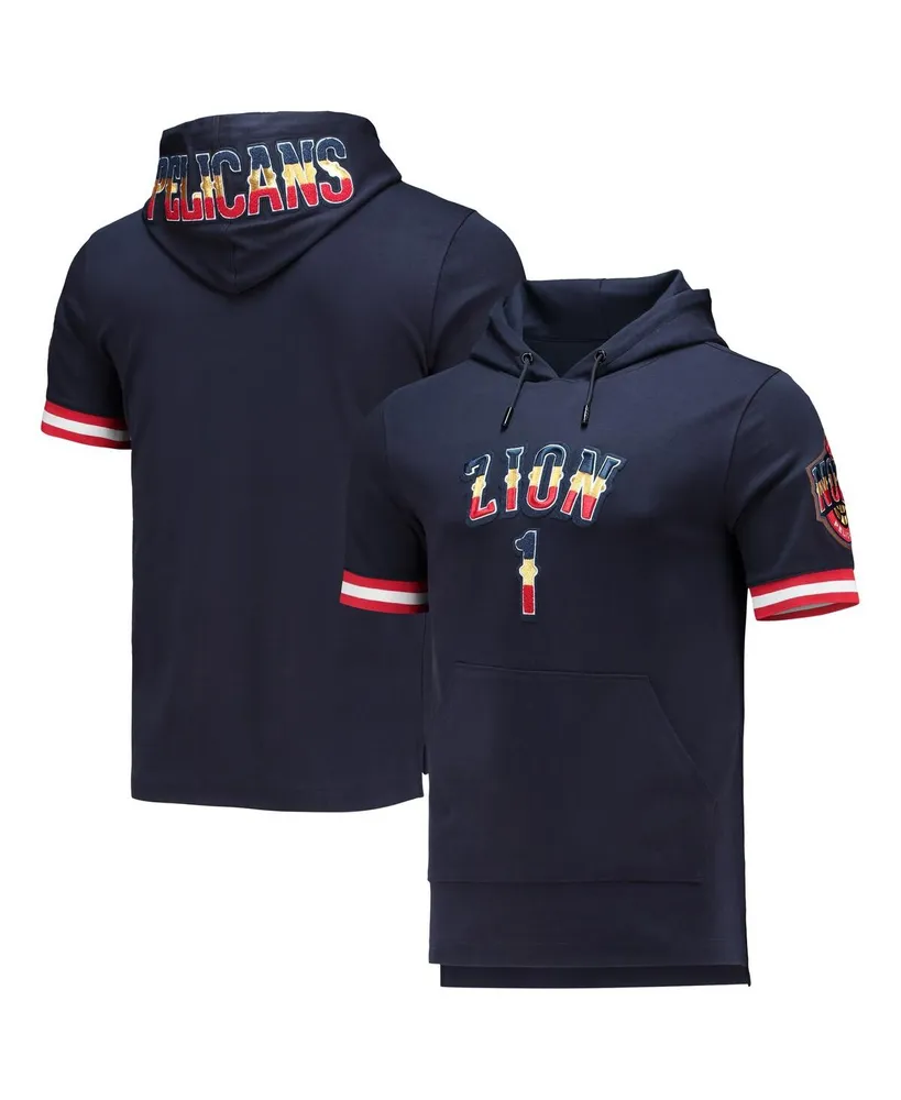 Men's Pro Standard Zion Williamson Navy New Orleans Pelicans Name and Number Short Sleeve Pullover Hoodie