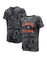 Women's Majestic Threads Black Philadelphia Flyers Boyfriend Tie-Dye Tri-Blend T-shirt