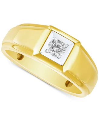 Grown With Love Men's Lab Diamond Solitaire Ring (1/4 ct. t.w.) 10k Gold & White