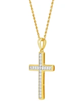 Grown With Love Men's Lab Grown Diamond Cross 22" Pendant Necklace (1 ct. t.w.) in 10k Gold & White Gold