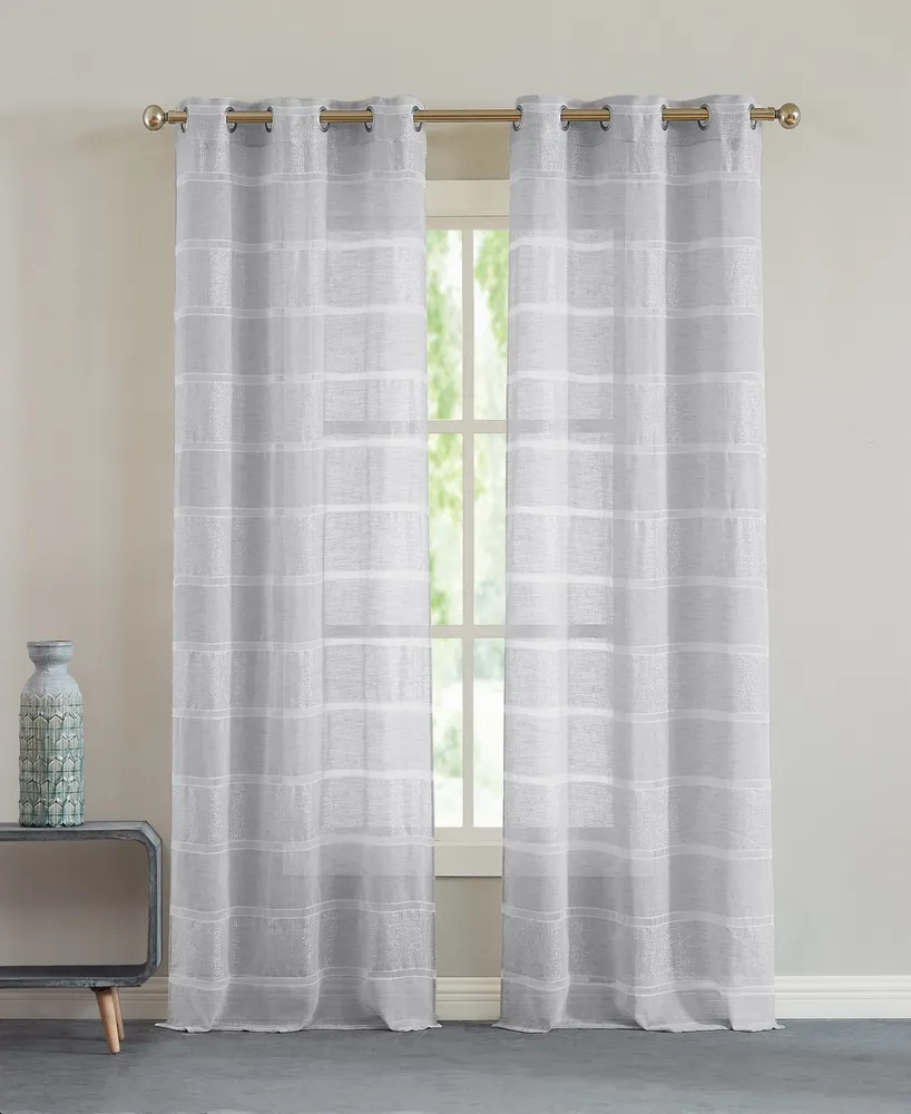 Dainty Home Lurex Stripe Window Panel Set, 76" x 84" - Silver