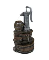 Sunnydaze Decor Cozy Farmhouse Pump/Barrel Water Fountain with Led Lights - 23 in