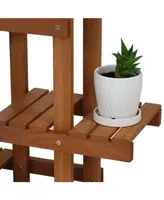 Sunnydaze Decor Meranti Wood Multi-Shelf Plant Stand with Teak Oil Finish - 36 in
