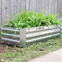 Sunnydaze Decor 48 in Galvanized Steel Rectangle Raised Bed - Silver - Set of 2