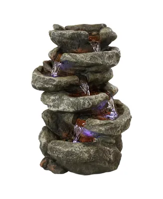 Sunnydaze Decor Stone Falls Polyresin 6-Tier Indoor Fountain with Led - 15 in
