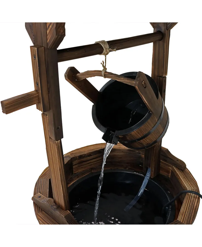 Sunnydaze Decor Old-Fashioned Wood Wishing Well Water Fountain with Liner - 48 in