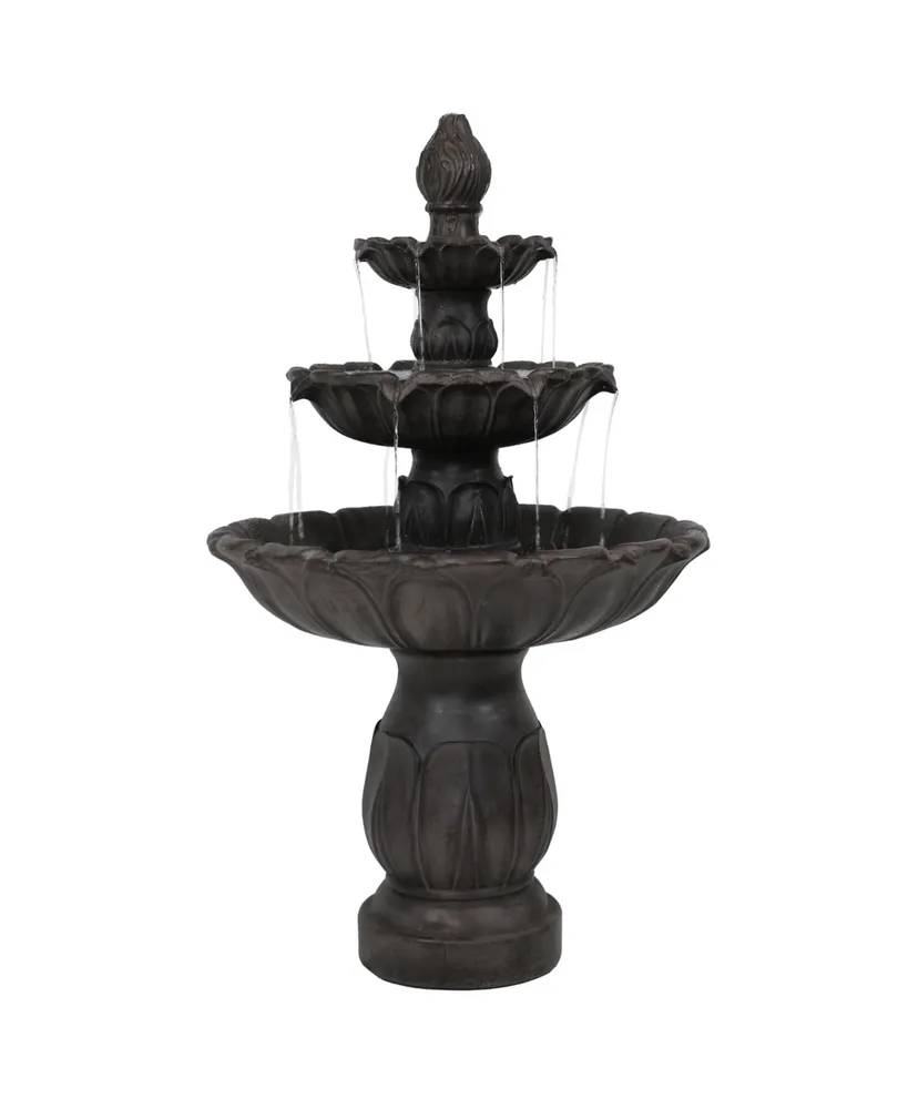 Sunnydaze Decor Classic Tulip Polystone Outdoor 3-Tier Fountain - Dark Brown