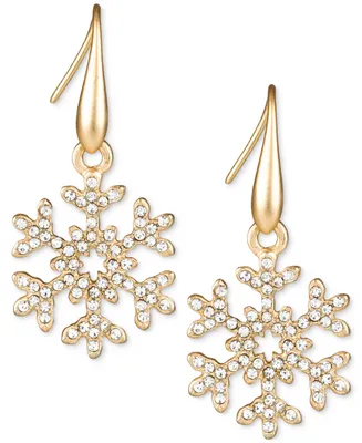 Patricia Nash Gold-Tone Pave Snowflake Drop Earrings