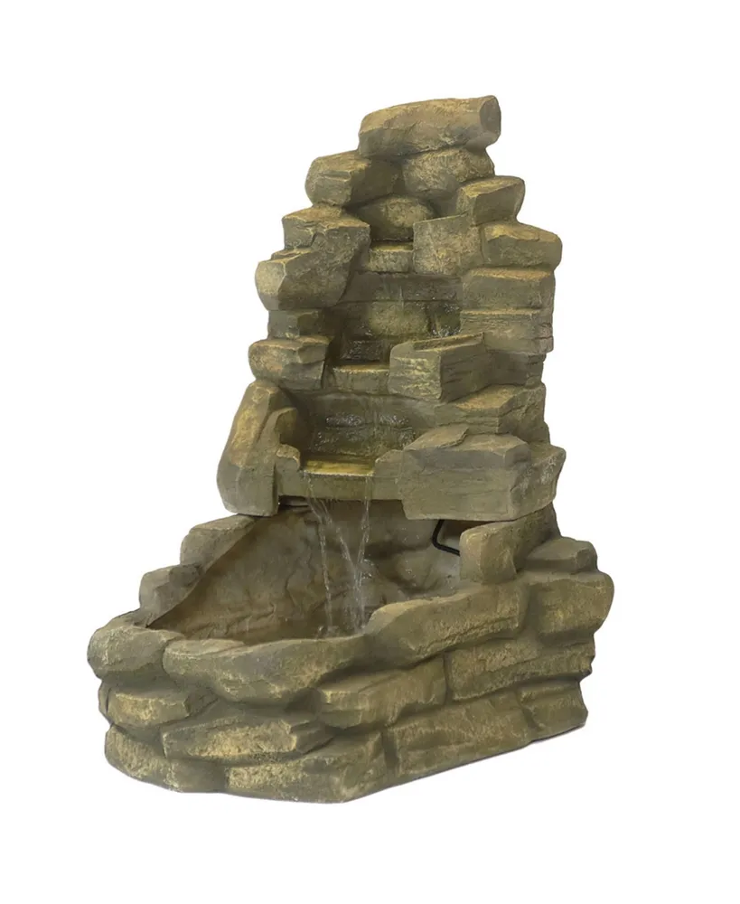 Sunnydaze Decor Fiberglass Electric Outdoor Stone Waterfall Fountain - 37 in