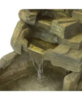 Sunnydaze Decor Fiberglass Electric Outdoor Stone Waterfall Fountain - 37 in