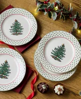 Christmas Tree Polka Dot Dessert Plates, Set of 4