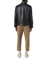 Marc New York Men's Caruso Leather Racer Jacket with Distressed Seaming