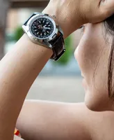 Abingdon Co. Women's Amelia Swiss Gmt Black Leather Strap Watch 40mm