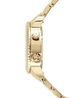 Abingdon Co. Women's Elise Swiss Tri-Time 28k Gold Ion-Plated Stainless Steel Bracelet Watch 33mm