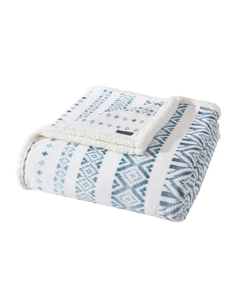 Closeout! Eddie Bauer Mountain Village Ultra Soft Plush Fleece Reversible Blanket, Full/Queen